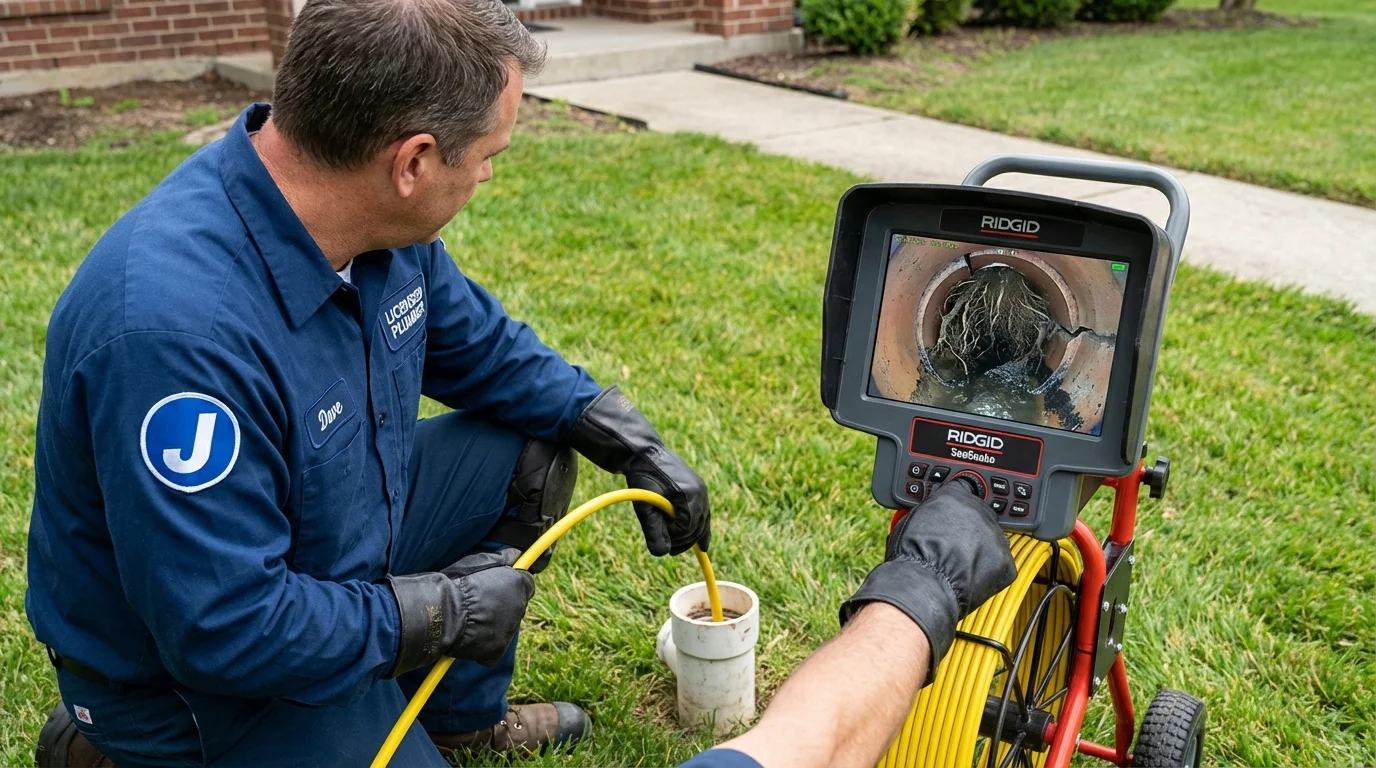 Sewer camera inspection being performed by Johns Plumbing LLC in Goodhue